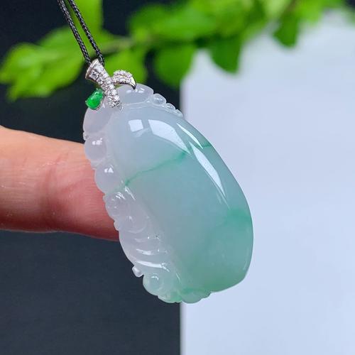 天然緬甸翡翠a貨飄翠陽綠福瓜吊墜18k金扣頭完美實拍玉石珠寶首飾